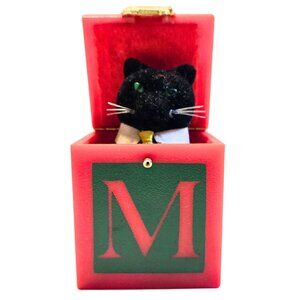 Dept. 56 Flocked Black Cat Jack in the Box Christmas Tree Ornament Meow Male